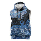 Prostate Cancer Awareness Aussie Indigenous Sleeveless Hoodie Blue Ribbon Aboriginal Arts