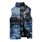 Prostate Cancer Awareness Aussie Indigenous Sleeveless Puffer Jacket Blue Ribbon Aboriginal Arts