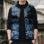 Prostate Cancer Awareness Aussie Indigenous Sleeveless Puffer Jacket Blue Ribbon Aboriginal Arts