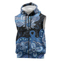 Prostate Cancer Awareness Aussie Indigenous Sleeveless Zip Hoodie Blue Ribbon Aboriginal Arts