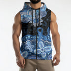 Prostate Cancer Awareness Aussie Indigenous Sleeveless Zip Hoodie Blue Ribbon Aboriginal Arts