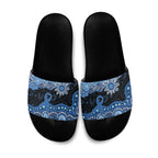 Prostate Cancer Awareness Aussie Indigenous Slide Sandals Blue Ribbon Aboriginal Arts