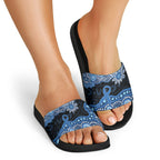 Prostate Cancer Awareness Aussie Indigenous Slide Sandals Blue Ribbon Aboriginal Arts
