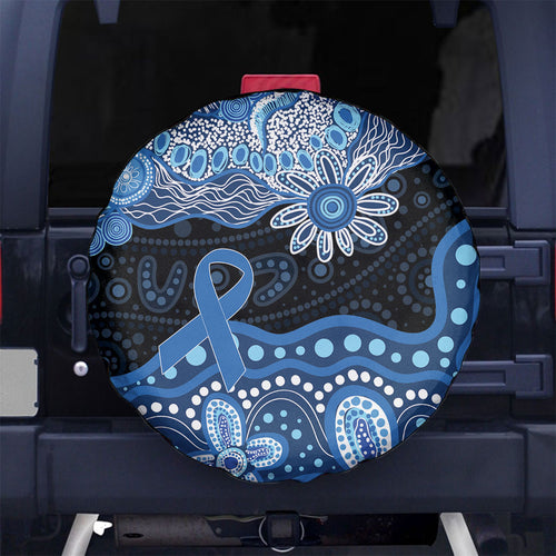 Prostate Cancer Awareness Aussie Indigenous Spare Tire Cover Blue Ribbon Aboriginal Arts