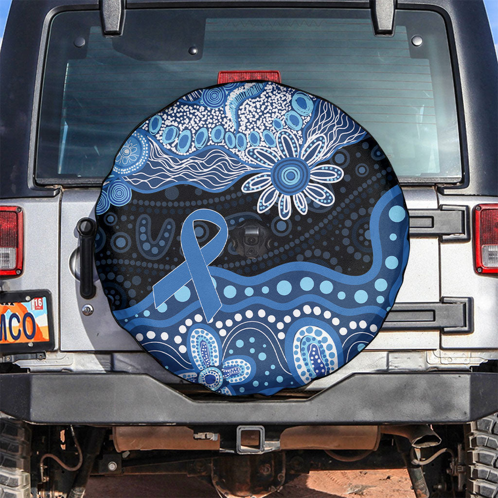 Prostate Cancer Awareness Aussie Indigenous Spare Tire Cover Blue Ribbon Aboriginal Arts