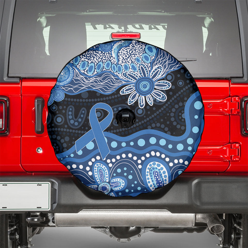 Prostate Cancer Awareness Aussie Indigenous Spare Tire Cover Blue Ribbon Aboriginal Arts