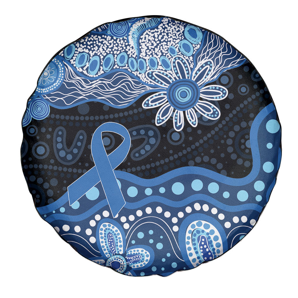 Prostate Cancer Awareness Aussie Indigenous Spare Tire Cover Blue Ribbon Aboriginal Arts