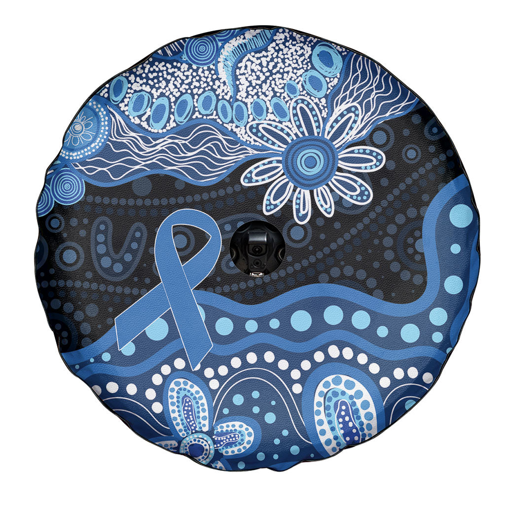 Prostate Cancer Awareness Aussie Indigenous Spare Tire Cover Blue Ribbon Aboriginal Arts