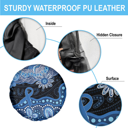 Prostate Cancer Awareness Aussie Indigenous Spare Tire Cover Blue Ribbon Aboriginal Arts