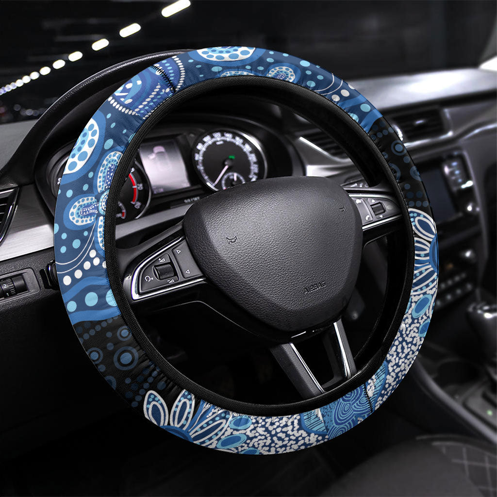 Prostate Cancer Awareness Aussie Indigenous Steering Wheel Cover Blue Ribbon Aboriginal Arts