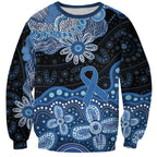 Prostate Cancer Awareness Aussie Indigenous Sweatshirt Blue Ribbon Aboriginal Arts
