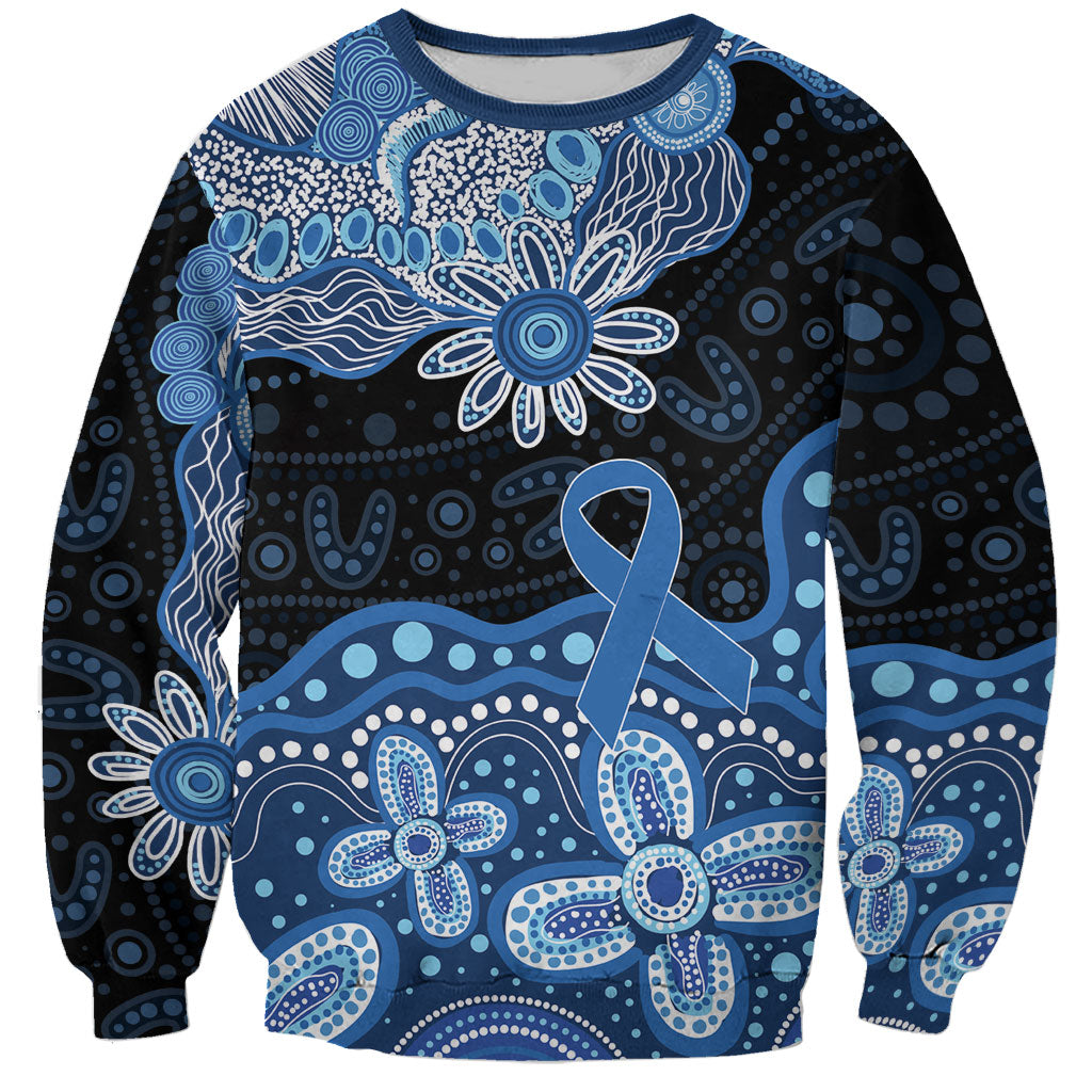 Prostate Cancer Awareness Aussie Indigenous Sweatshirt Blue Ribbon Aboriginal Arts