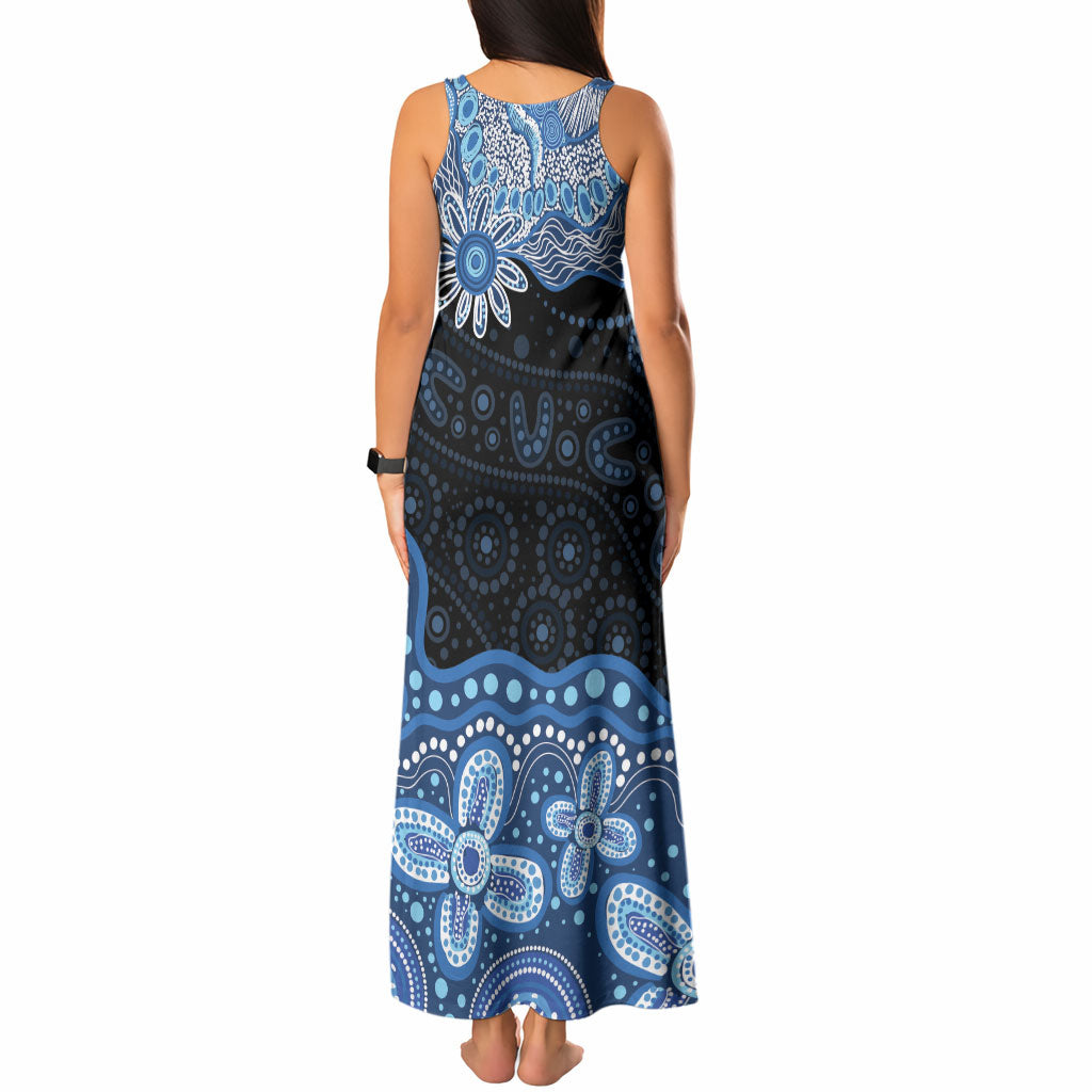 Prostate Cancer Awareness Aussie Indigenous Tank Maxi Dress Blue Ribbon Aboriginal Arts