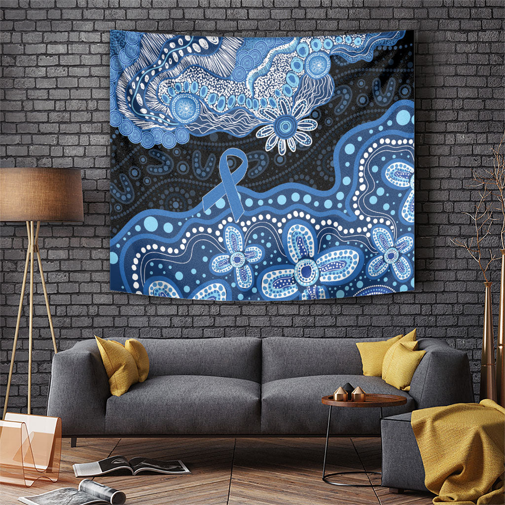 Prostate Cancer Awareness Aussie Indigenous Tapestry Blue Ribbon Aboriginal Arts