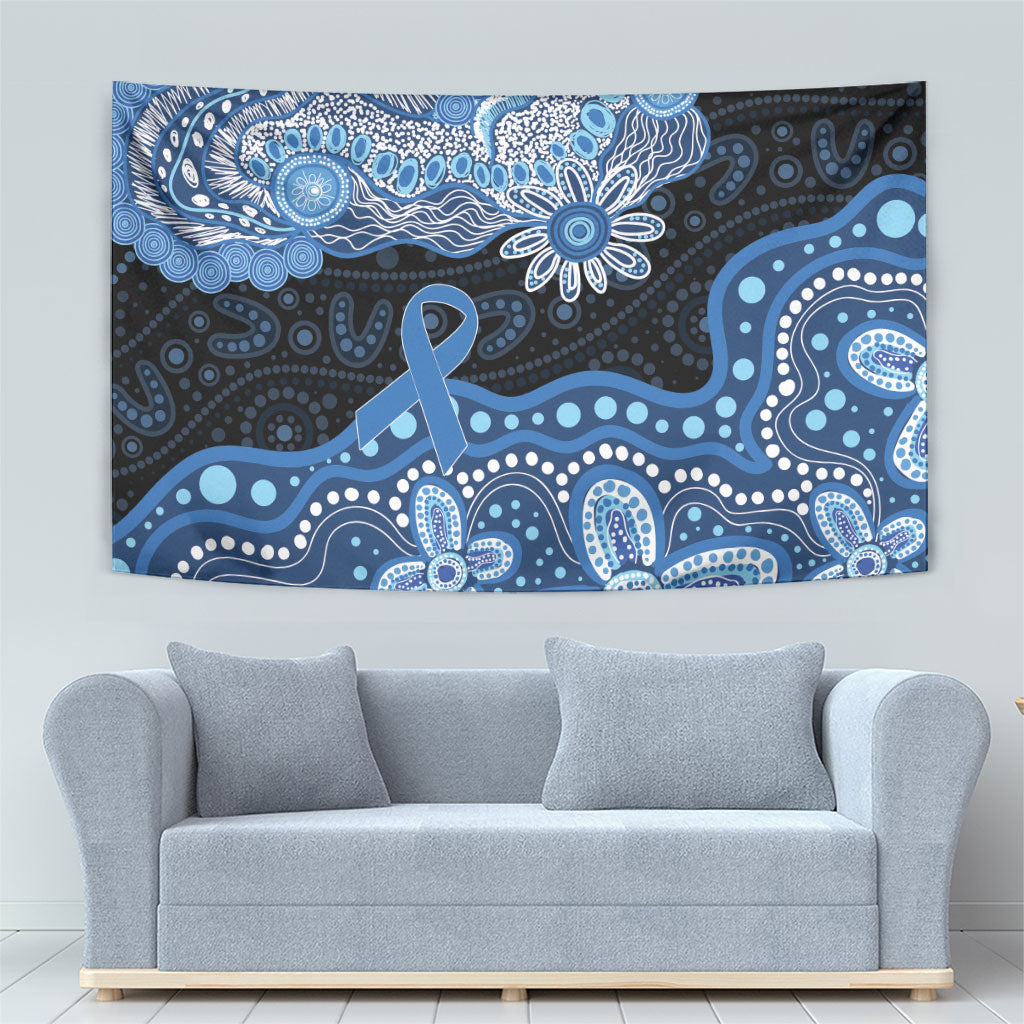 Prostate Cancer Awareness Aussie Indigenous Tapestry Blue Ribbon Aboriginal Arts