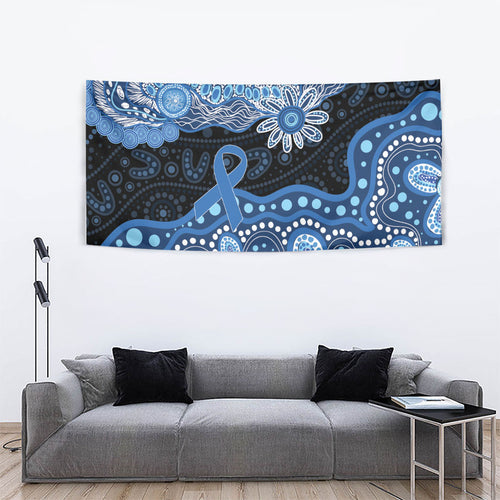 Prostate Cancer Awareness Aussie Indigenous Tapestry Blue Ribbon Aboriginal Arts