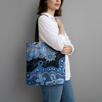 Prostate Cancer Awareness Aussie Indigenous Tote Bag Blue Ribbon Aboriginal Arts
