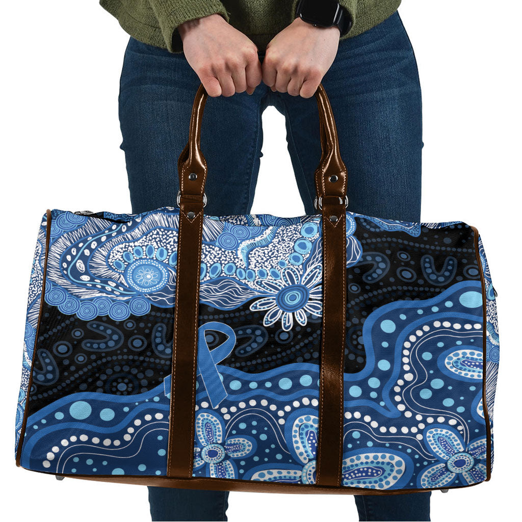 Prostate Cancer Awareness Aussie Indigenous Travel Bag Blue Ribbon Aboriginal Arts