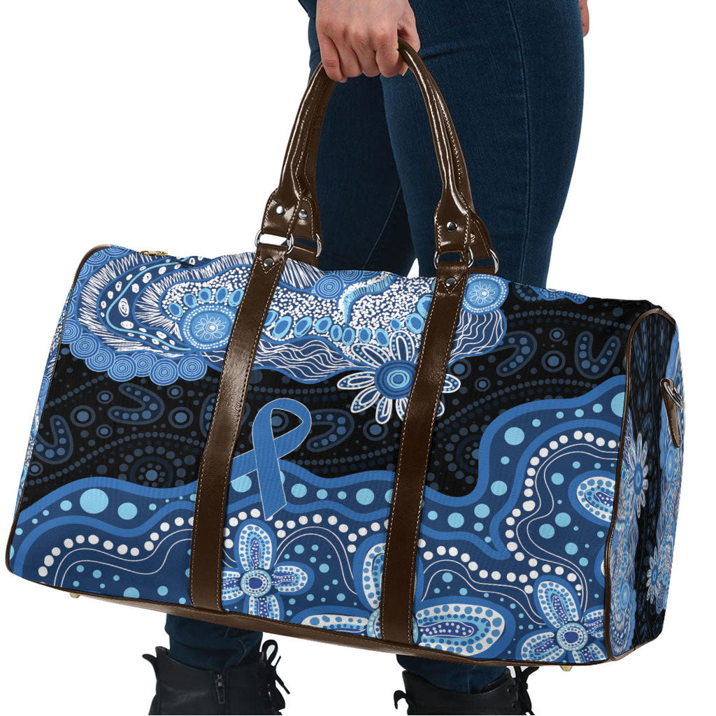 Prostate Cancer Awareness Aussie Indigenous Travel Bag Blue Ribbon Aboriginal Arts