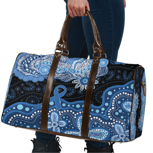 Prostate Cancer Awareness Aussie Indigenous Travel Bag Blue Ribbon Aboriginal Arts