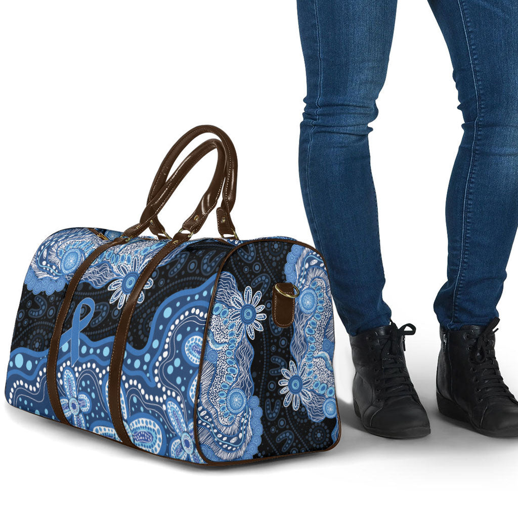 Prostate Cancer Awareness Aussie Indigenous Travel Bag Blue Ribbon Aboriginal Arts