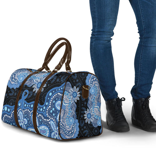 Prostate Cancer Awareness Aussie Indigenous Travel Bag Blue Ribbon Aboriginal Arts