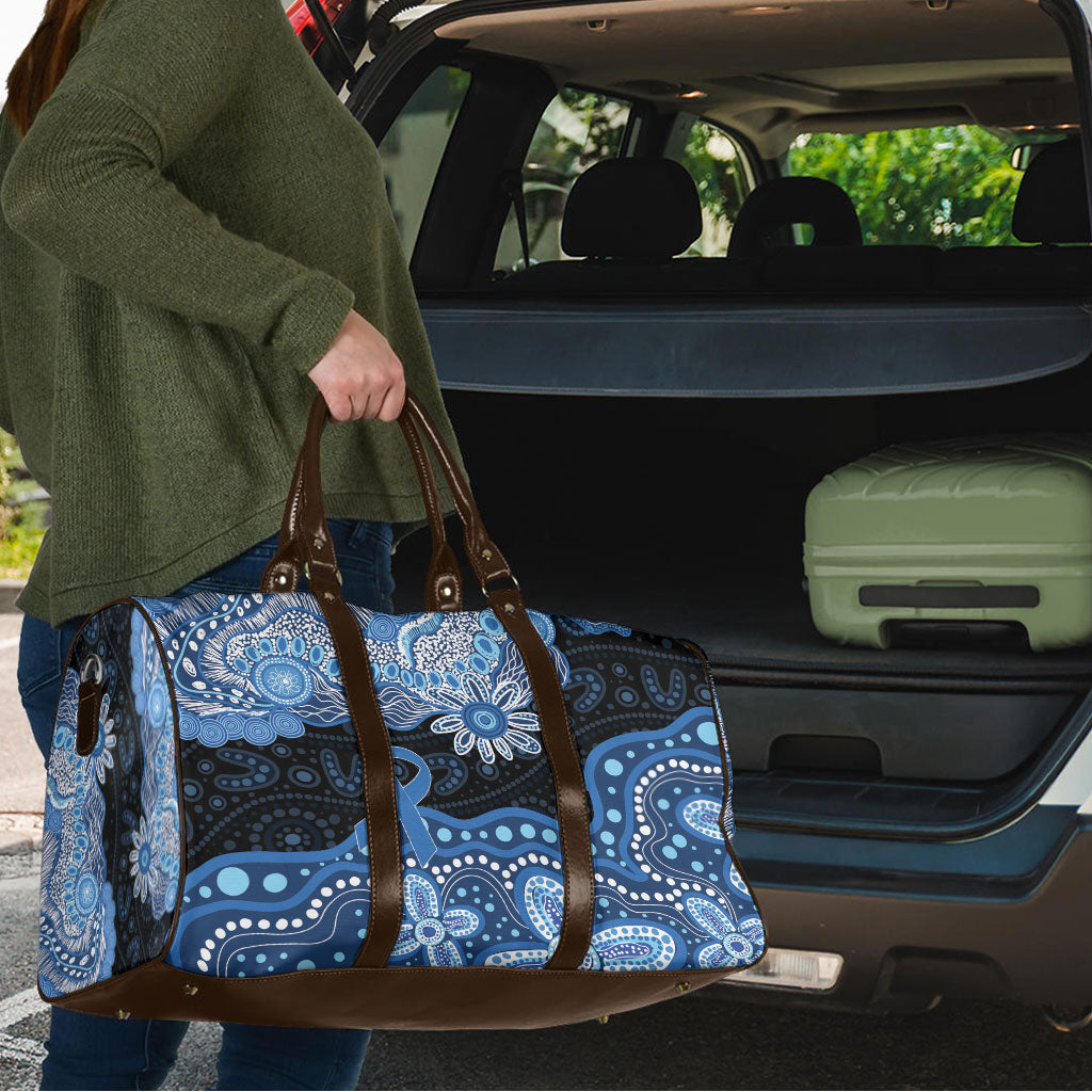 Prostate Cancer Awareness Aussie Indigenous Travel Bag Blue Ribbon Aboriginal Arts