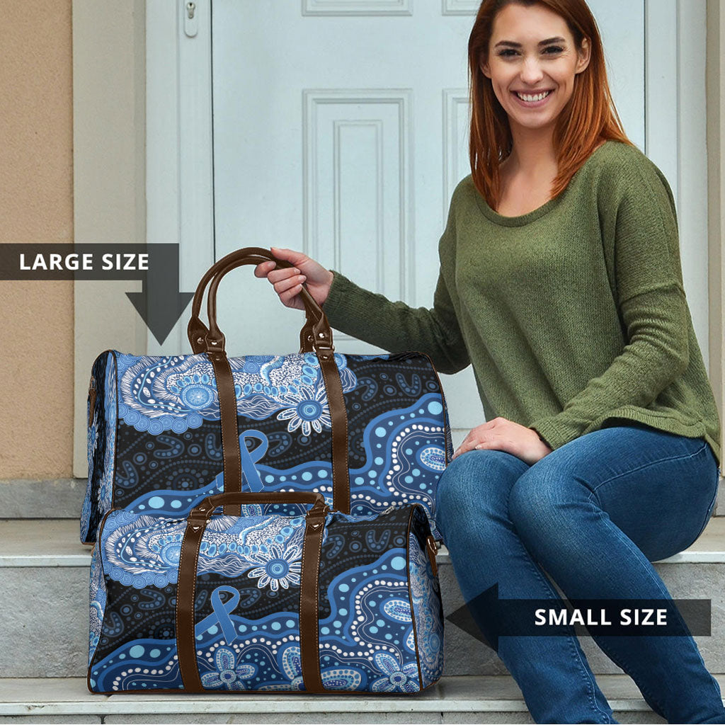 Prostate Cancer Awareness Aussie Indigenous Travel Bag Blue Ribbon Aboriginal Arts