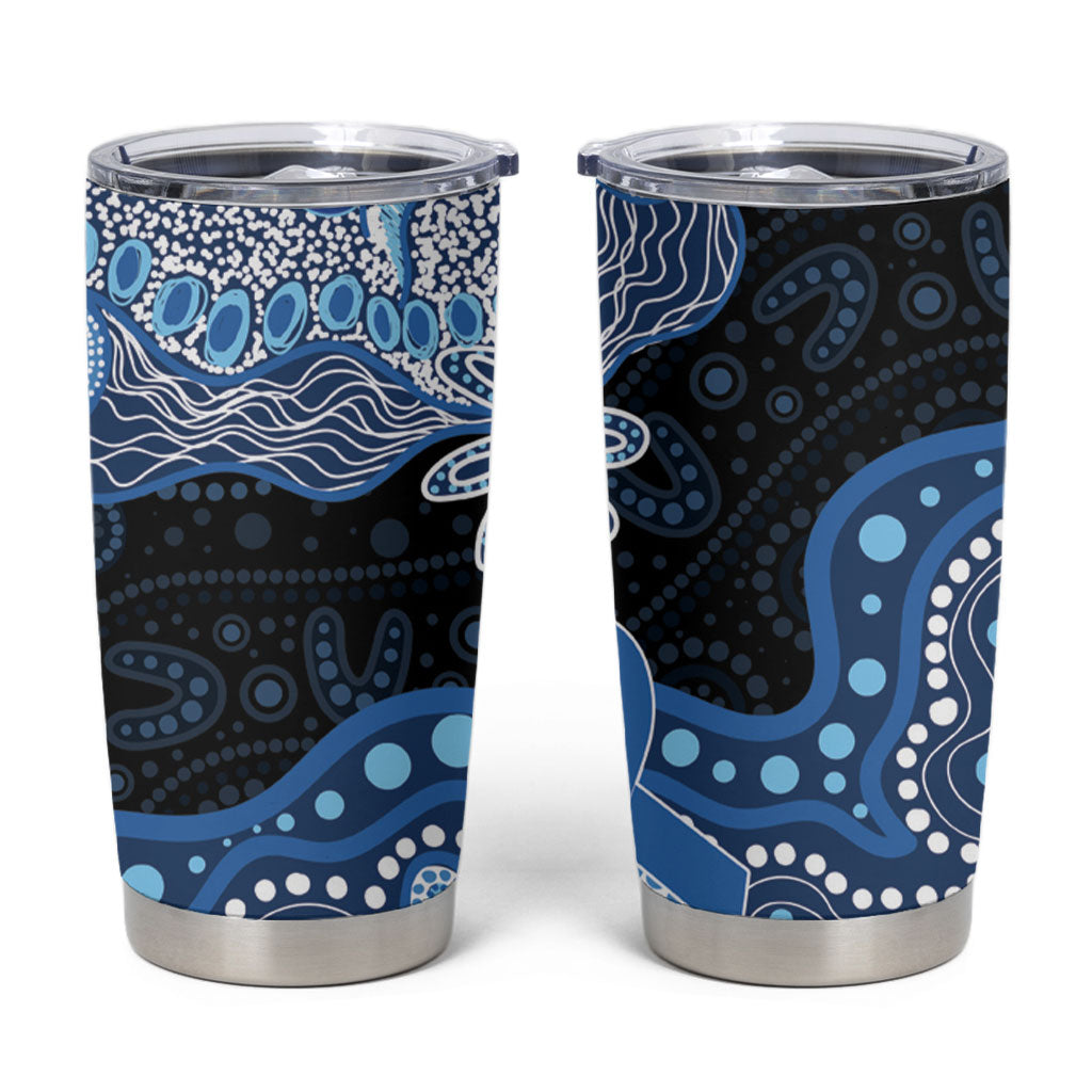 Prostate Cancer Awareness Aussie Indigenous Tumbler Cup Blue Ribbon Aboriginal Arts