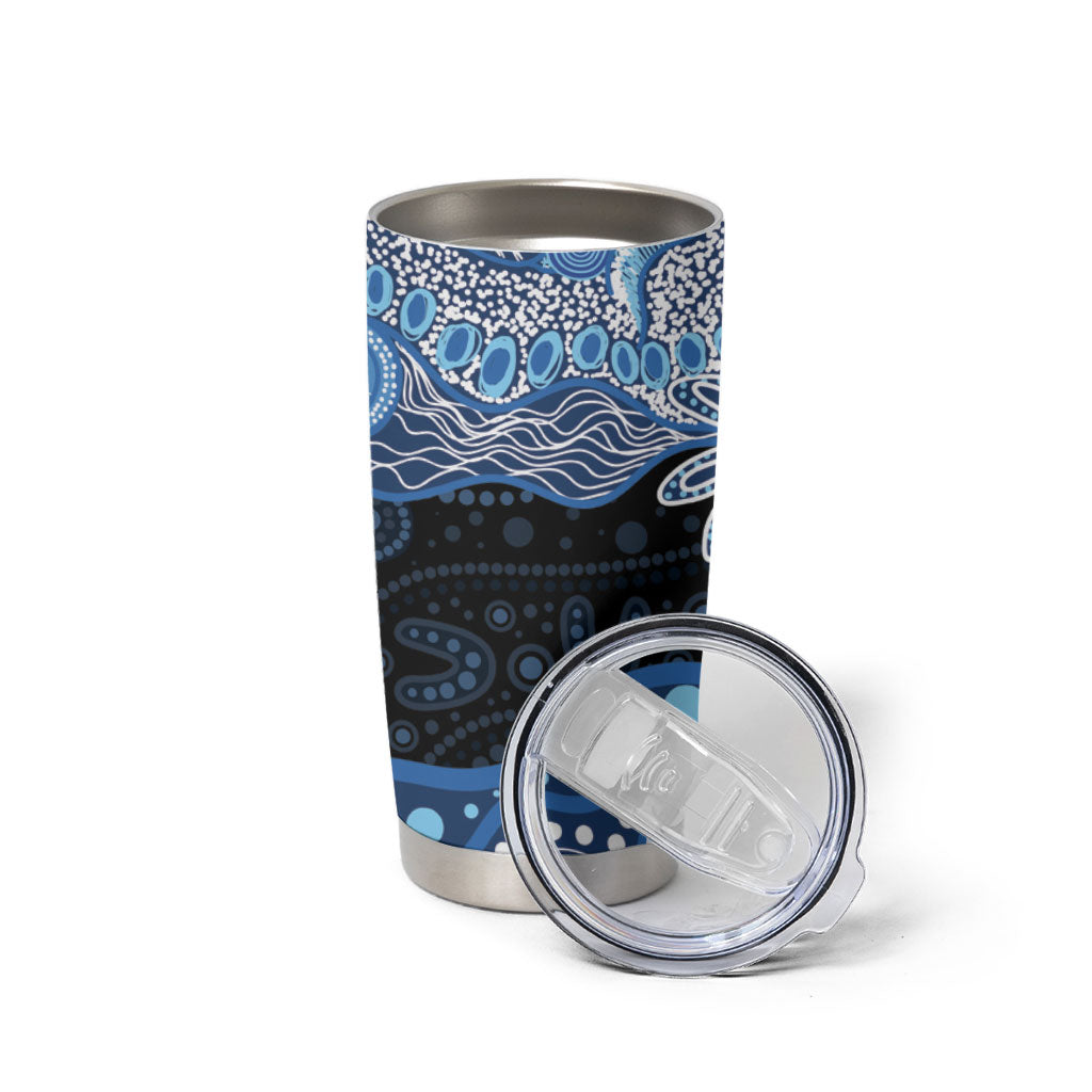Prostate Cancer Awareness Aussie Indigenous Tumbler Cup Blue Ribbon Aboriginal Arts