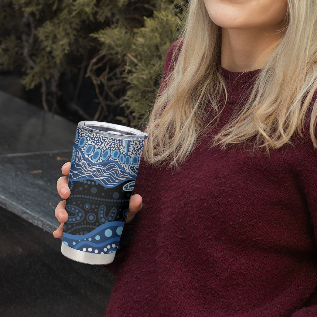 Prostate Cancer Awareness Aussie Indigenous Tumbler Cup Blue Ribbon Aboriginal Arts