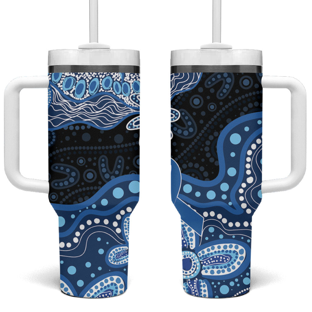 Prostate Cancer Awareness Aussie Indigenous Tumbler With Handle Blue Ribbon Aboriginal Arts