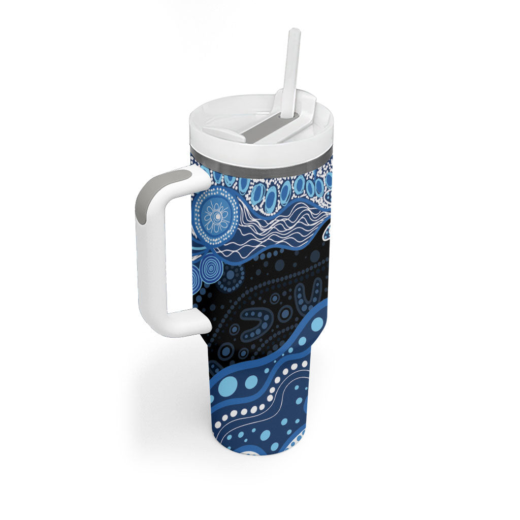 Prostate Cancer Awareness Aussie Indigenous Tumbler With Handle Blue Ribbon Aboriginal Arts