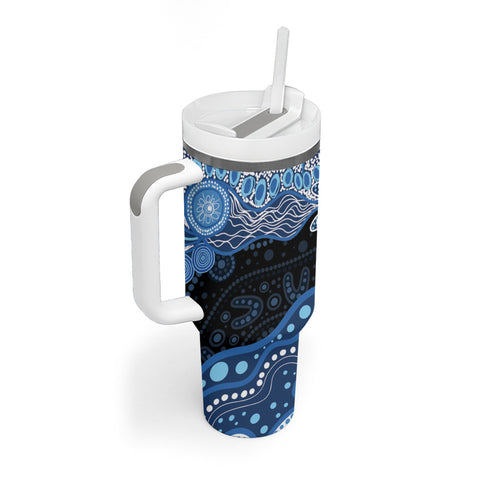Prostate Cancer Awareness Aussie Indigenous Tumbler With Handle Blue Ribbon Aboriginal Arts