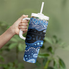 Prostate Cancer Awareness Aussie Indigenous Tumbler With Handle Blue Ribbon Aboriginal Arts