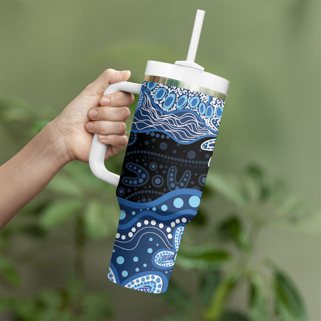 Prostate Cancer Awareness Aussie Indigenous Tumbler With Handle Blue Ribbon Aboriginal Arts