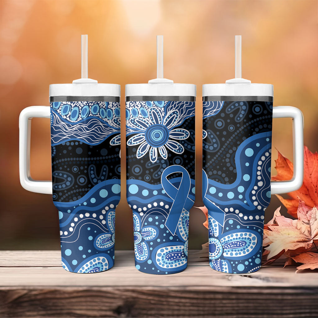 Prostate Cancer Awareness Aussie Indigenous Tumbler With Handle Blue Ribbon Aboriginal Arts
