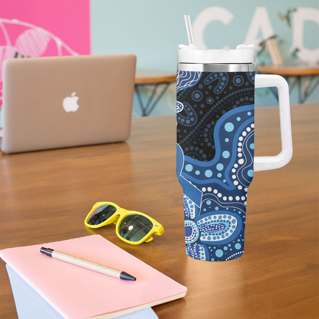 Prostate Cancer Awareness Aussie Indigenous Tumbler With Handle Blue Ribbon Aboriginal Arts