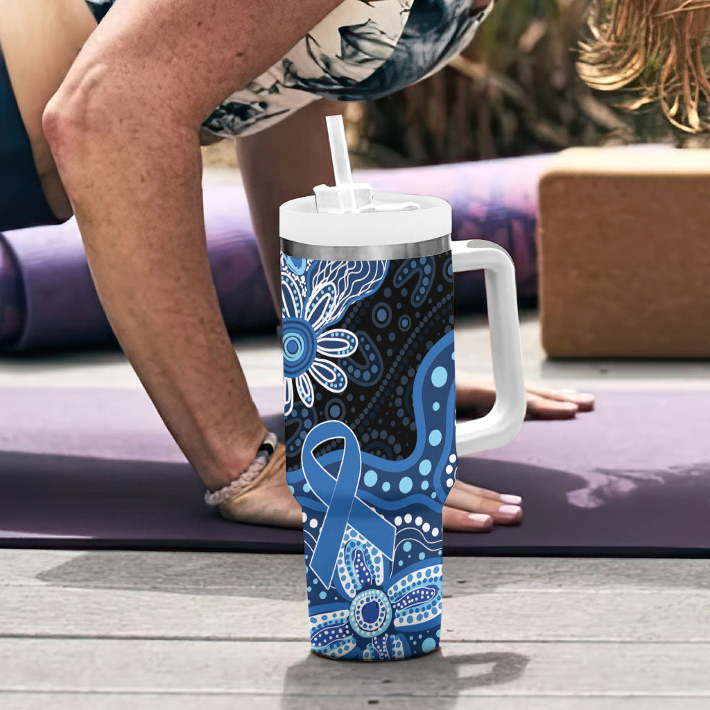 Prostate Cancer Awareness Aussie Indigenous Tumbler With Handle Blue Ribbon Aboriginal Arts