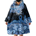 Prostate Cancer Awareness Aussie Indigenous Wearable Blanket Hoodie Blue Ribbon Aboriginal Arts