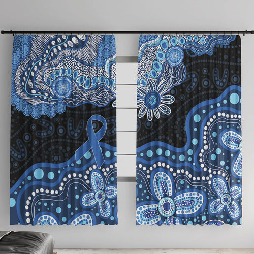 Prostate Cancer Awareness Aussie Indigenous Window Curtain Blue Ribbon Aboriginal Arts