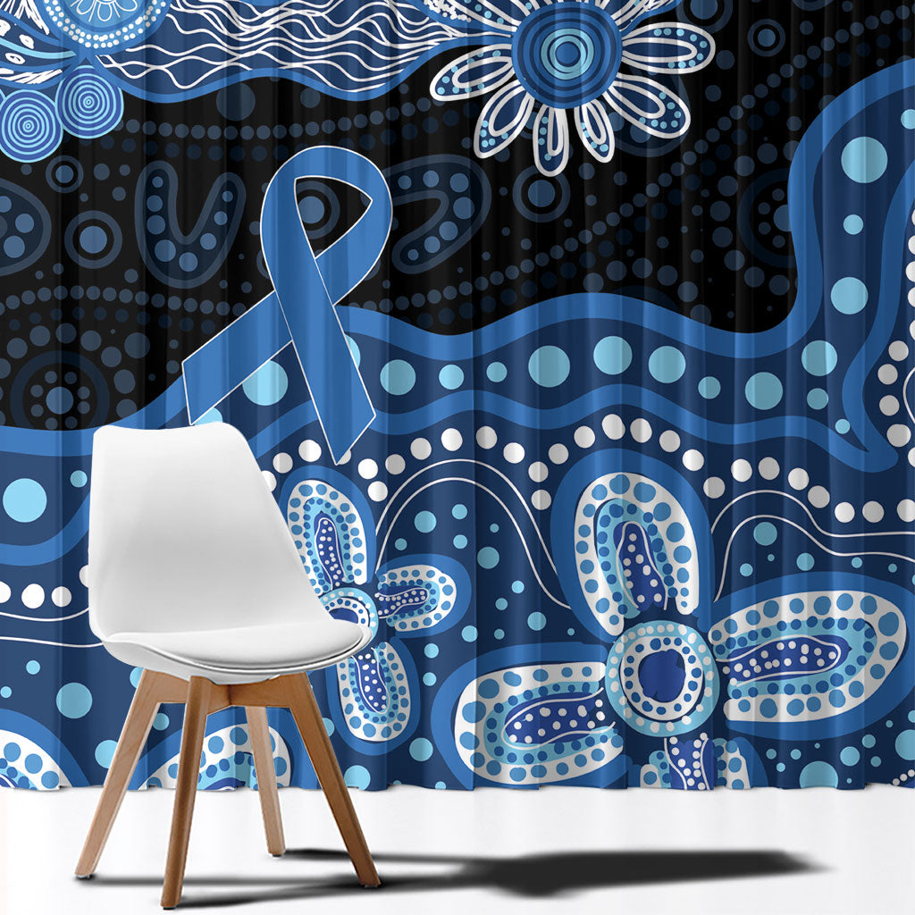 Prostate Cancer Awareness Aussie Indigenous Window Curtain Blue Ribbon Aboriginal Arts