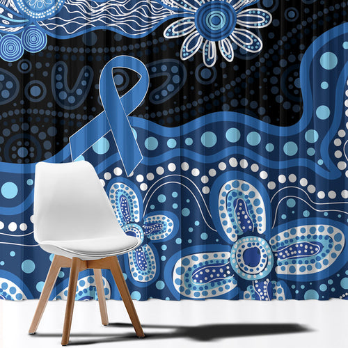 Prostate Cancer Awareness Aussie Indigenous Window Curtain Blue Ribbon Aboriginal Arts
