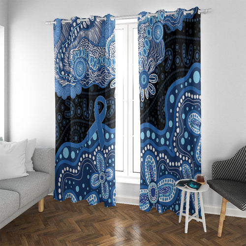 Prostate Cancer Awareness Aussie Indigenous Window Curtain Blue Ribbon Aboriginal Arts