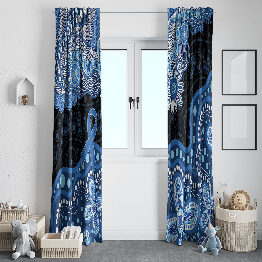 Prostate Cancer Awareness Aussie Indigenous Window Curtain Blue Ribbon Aboriginal Arts