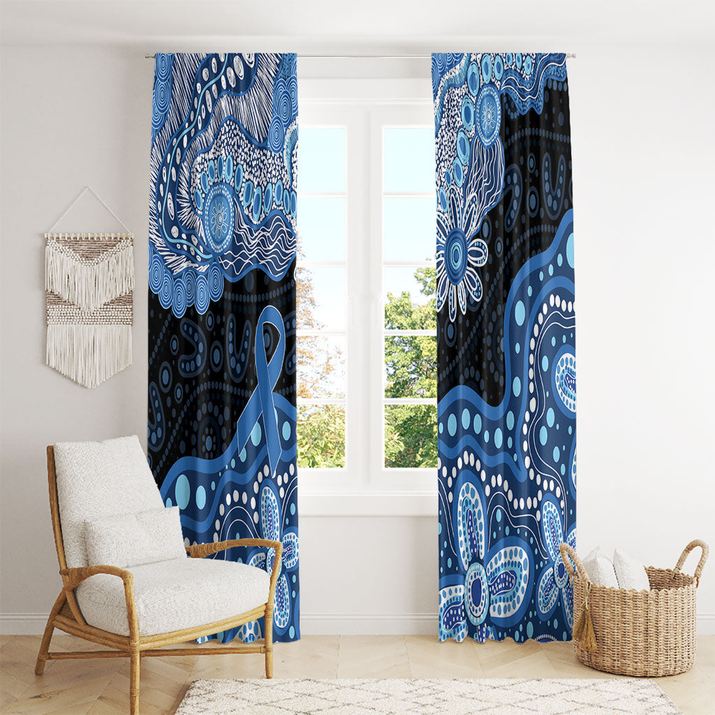 Prostate Cancer Awareness Aussie Indigenous Window Curtain Blue Ribbon Aboriginal Arts