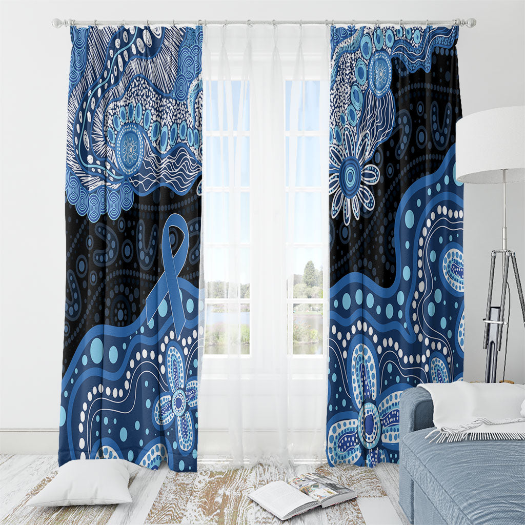 Prostate Cancer Awareness Aussie Indigenous Window Curtain Blue Ribbon Aboriginal Arts
