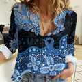 Prostate Cancer Awareness Aussie Indigenous Women Casual Shirt Blue Ribbon Aboriginal Arts