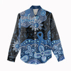 Prostate Cancer Awareness Aussie Indigenous Women Casual Shirt Blue Ribbon Aboriginal Arts