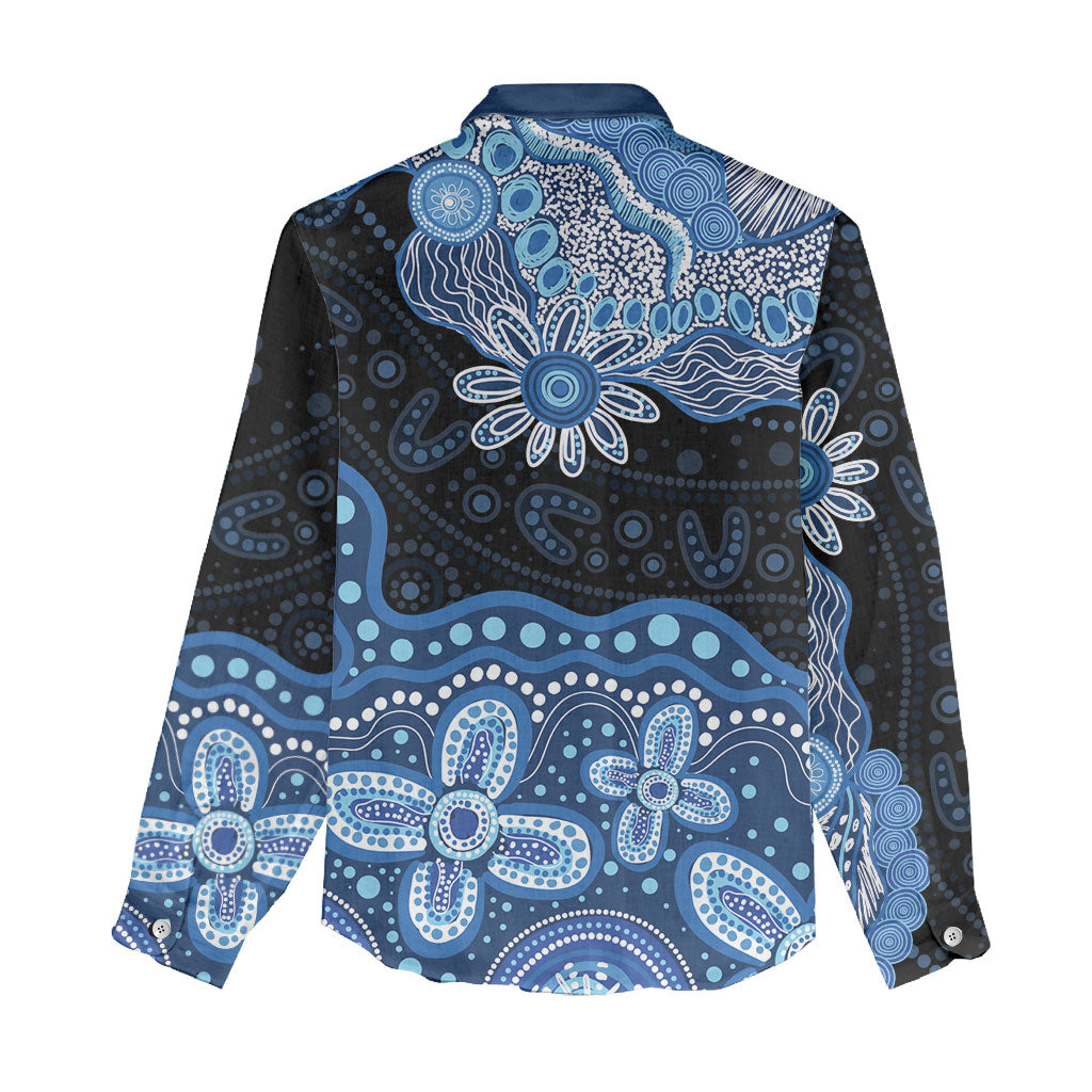 Prostate Cancer Awareness Aussie Indigenous Women Casual Shirt Blue Ribbon Aboriginal Arts